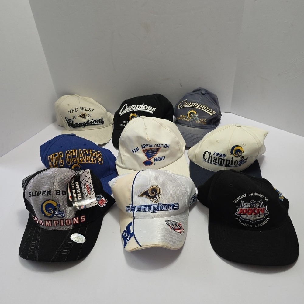 Vintage St. Louis Rams Champion Hats Lot Of 9